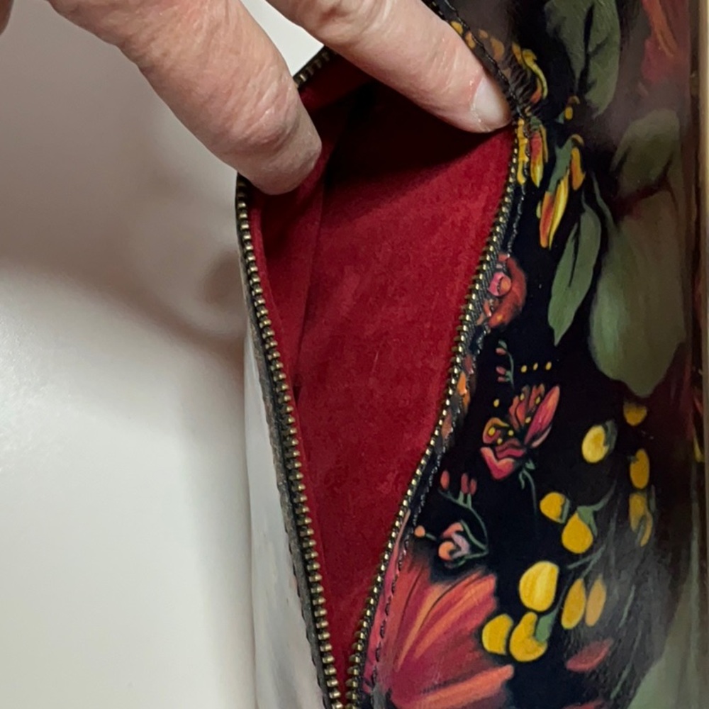 Patricia Nash Tropical Escape Kisslock Satchel Crossbody Floral Leather Bag NWT - Picture 12 of 16